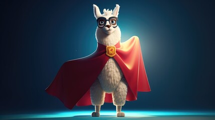Fototapeta premium Cute llama superhero. Created with generative AI. 