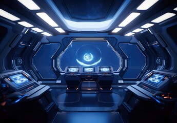 futuristic spaceship interior full space simulation , generative artificial intelligence