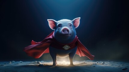 cute superhero pig. Created with Generative AI.