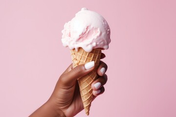 Pink minimalist background with ice cream