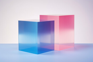 Acrylic blocks in pink and blue colors generative ai
