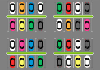 Parking lots or Car Parking Space from Aerial view. Vector Illustration.