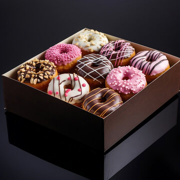 6 pieces of donuts in a box. AI Generated Image