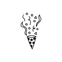 cute party popper isolated confetti explosion firecrackers celebration vector drawing illustration hand drawn style