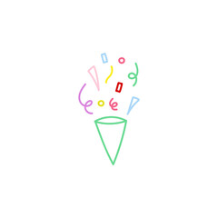 cute party popper isolated confetti explosion firecrackers celebration vector drawing illustration hand drawn style