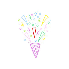 cute party popper isolated confetti explosion firecrackers celebration vector drawing illustration hand drawn style