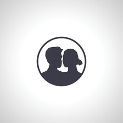 love Couple Icon. head silhouette of love Couple in circle
