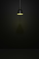 black lamp, warm light lighting, dark background