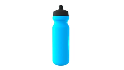 Sport water bottle. Isolated plastic fitness bottle template. Summer travel. Bike flask blank mockup, reusable container design, adventure equipment. 