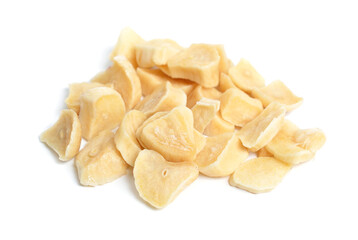 Dried garlic slices isolated on white background