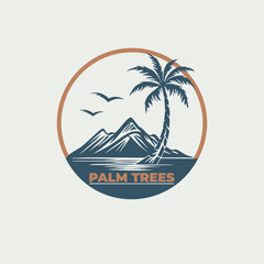 Palm tree icon of summer and travel logo vector illustration