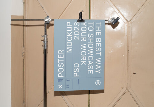 Poster Hanging on Tripod Mockup