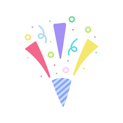 Obraz premium cute party popper isolated confetti explosion firecrackers celebration vector drawing illustration hand drawn style