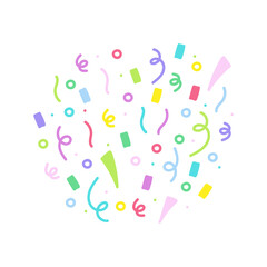 cute party popper isolated confetti explosion firecrackers celebration vector drawing illustration hand drawn style