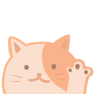 Cutie Cat say Hi (cat cartoon illustration no background)