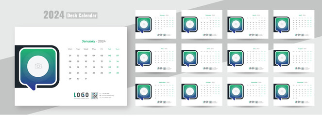 Modern Desk Calendar 2024, office desk calendar 2024 template