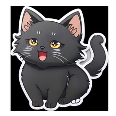 cartoon styled black kitty sticker 