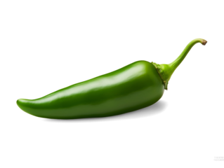 Green jalapeno pepper isolated on transparent or white background, png