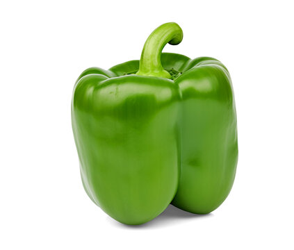 Green bell pepper isolated on transparent or white background, png
