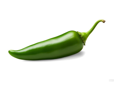 Green jalapeno pepper isolated on transparent or white background, png