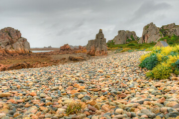 Paysage de mer à marée basse - Plougrescant Bretagne