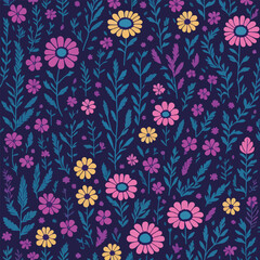 Seamless patterns of flowers and trees. flowers patterns design