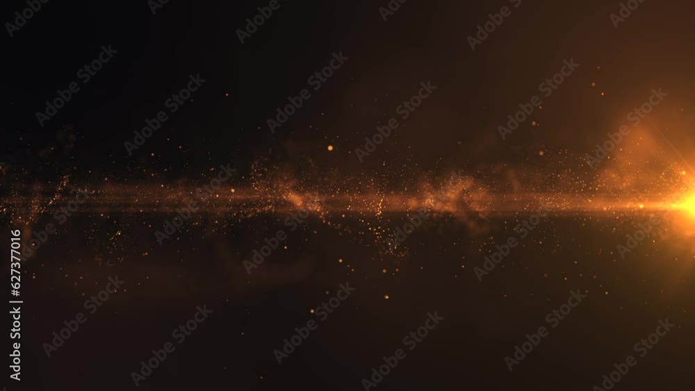 Wall mural abstract background with particles, slow motion glowing particles on dark background, seamless 4k lo