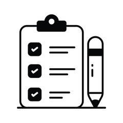 Carefully designed checklist icon represents a list of tasks or items to be completed, often used in productivity and organization apps