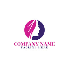 Woman face logo design vector illustration
