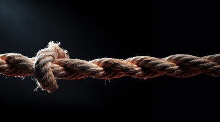 rope about to break concept for stress, problem, fragility or precarious business situation