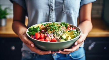 Fitness woman eating a healthy salad