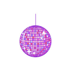 disco ball, party, music. Vector Illustration for printing, backgrounds, covers and packaging. Image can be used for greeting cards, posters, stickers and textile. Isolated on white background.