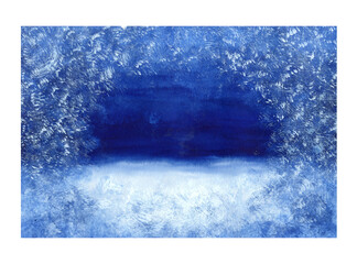 Watercolor design elements to create a white and blue winter background with spots, splashes, color gradient.