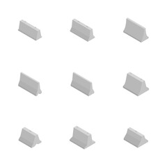 Iron concrete block isometric, vector illustration.