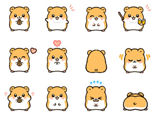 かわいいゴールデンハムスターの喜怒哀楽アイコンセット2