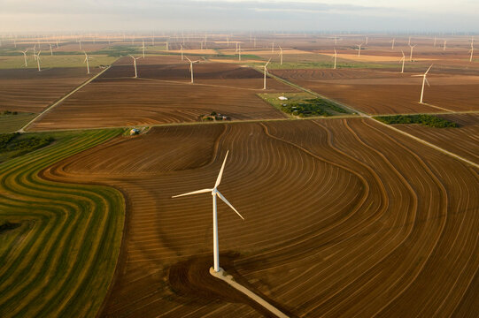Wind turbines at Horse Hollow Wind Energy Center in Texas, USA; Abilene, Texas, United States of America