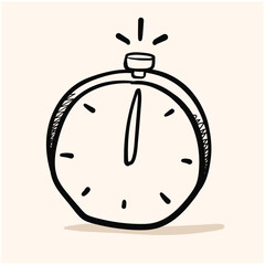 Hand drawn stopwatch timer symbol, fast time logo concept. Stopwatch quick delivery speed concept, express and urgent services. Deadline and delay doodle.