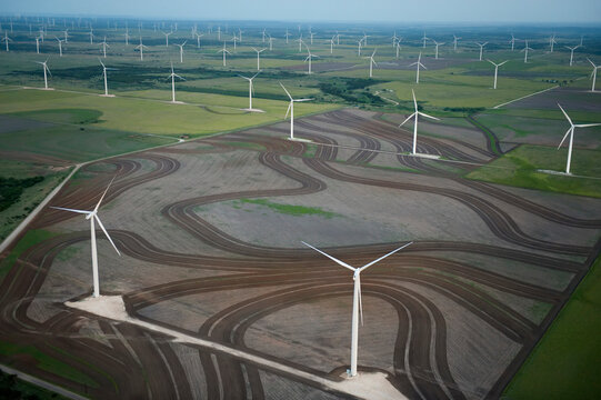 Wind turbines at the Horse Hollow Wind Energy Center in Texas, USA; Abilene, Texas, United States of America