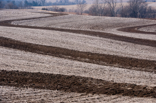 Terraced farm fields in rural Nebraska, USA; Dunbar, Nebraska, United States of America