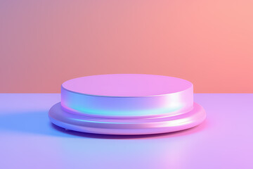 realistic cylinder mockup podium hologram color. Pastel minimal scene for product display. Vector geometric forms. Stage showcase