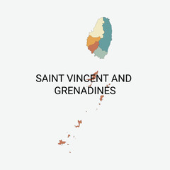 Saint Vincent and the Grenadines Administrative Multicolor Vector Map