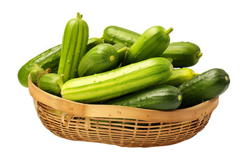 A realistic portrait of  Cucumbers in a basket Isolated PNG