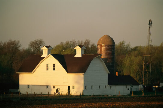 Buildings and barn on a historic farm near Lincoln, Nebraska.; Lincoln, Nebraska, United States of America