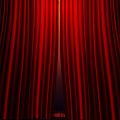 Red heavy curtains scene curtain, red curtains.