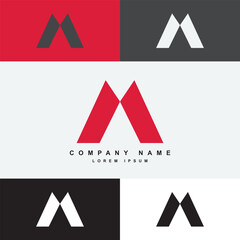 m letter logo template with color palette, logo template for company or business