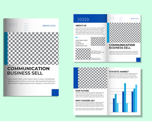 Business Brochure Layout, Bifold Business Brochure with Blue Vector Accents