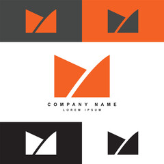 m letter logo template with color palette, logo template for company or business