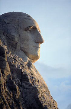Profile view of George Washington's face on Mount Rushmore National Monument; Keystone, South Dakota, United States of America