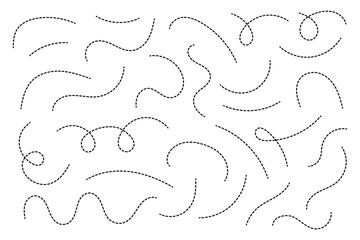Hand drawn dotted line vector set.