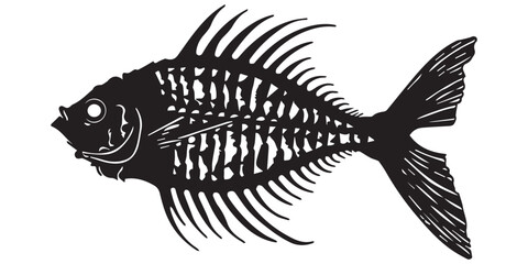Sketch of fish silhouette vector illustration